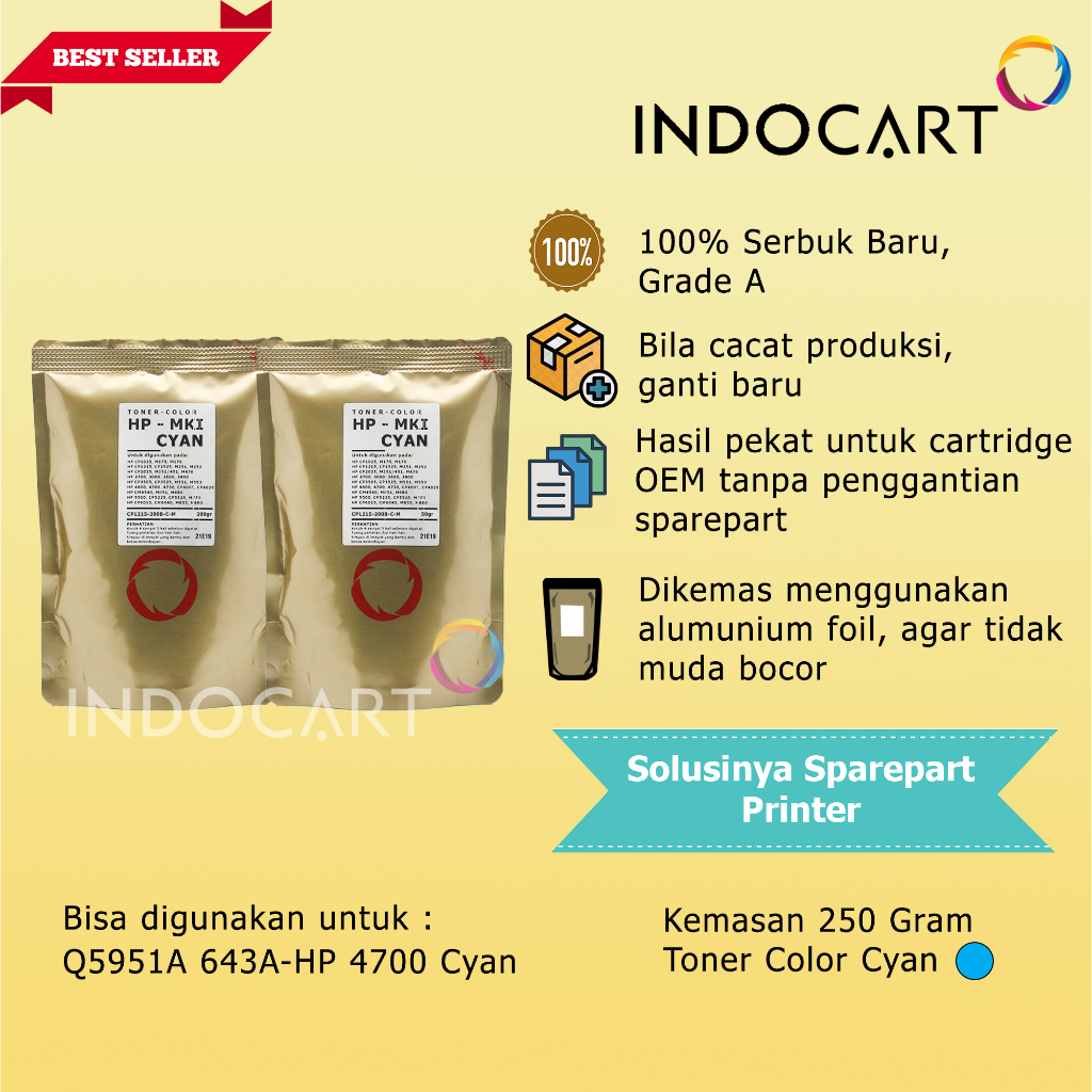 Serbuk Toner Warna Mitsubishi-643A-HP 4700-250gr-CMY