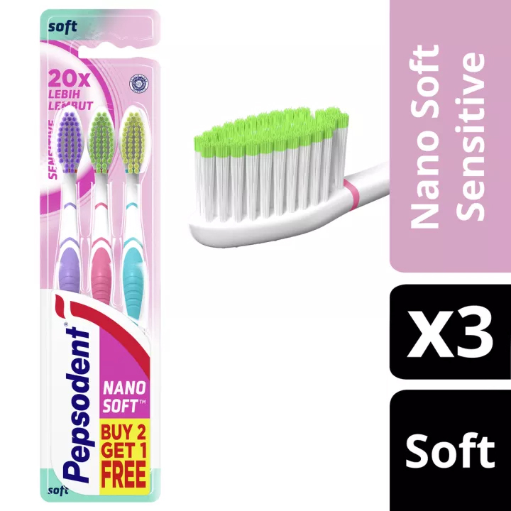 Pepsodent Sikat Gigi / Toothbrush Soft Nano Sensitive Isi 3