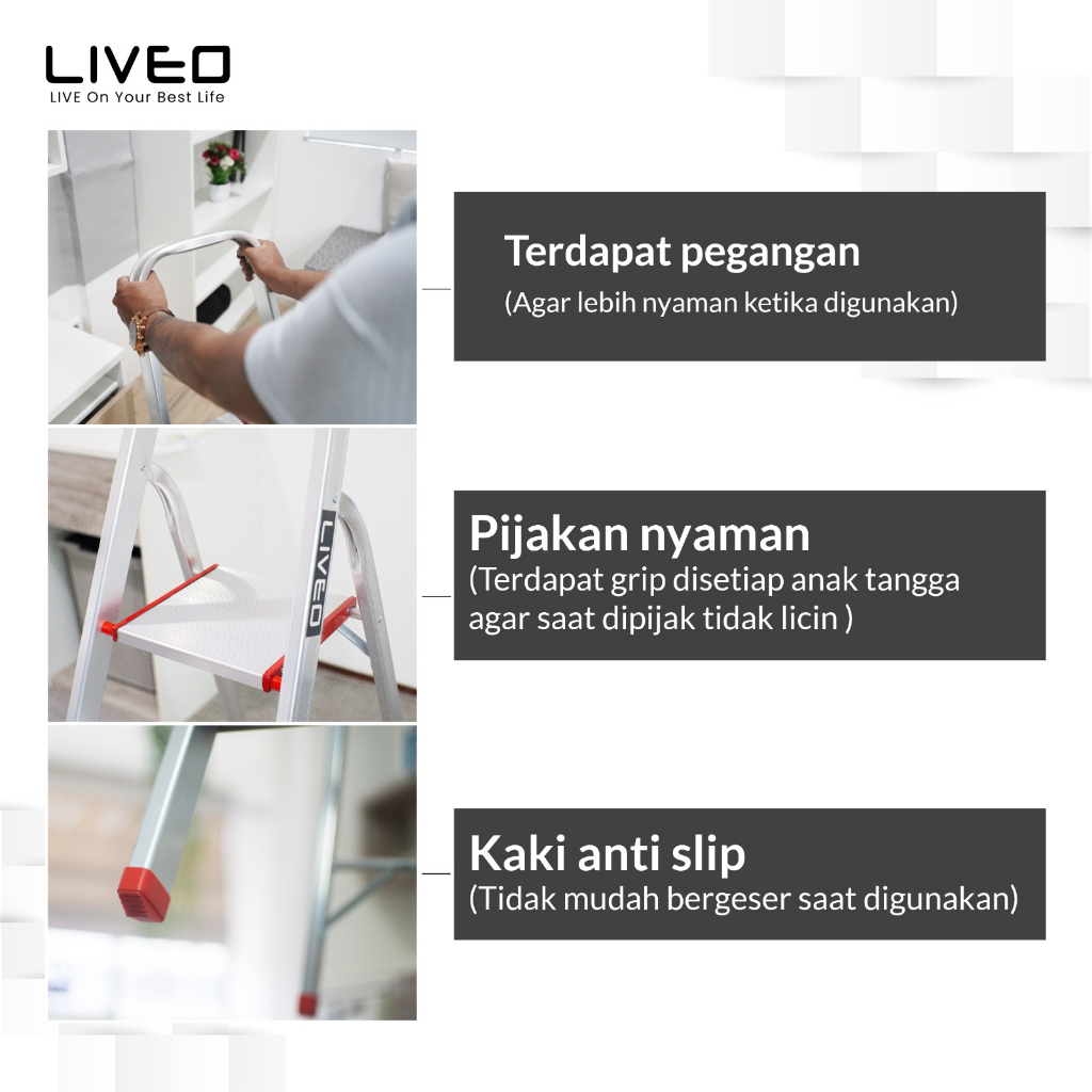 Tangga Rumah Lipat Alumunium Liveo LV-104 / Tangga 4 step