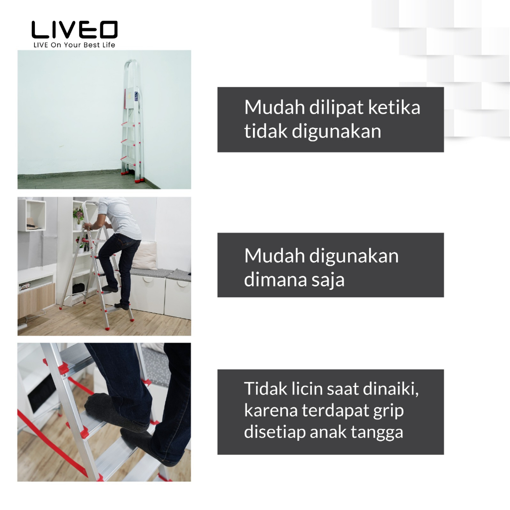 Tangga Rumah Lipat Alumunium Liveo LV-107 / Tangga 7 step