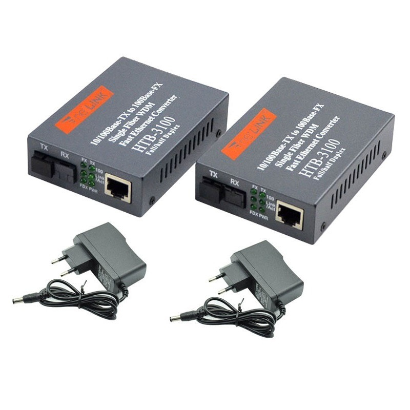 HTB3100 A+B Fiber Optic Optical Media Converter HTB-3100 Nelink 10/100Mbps RJ45 Single Mode 25KM