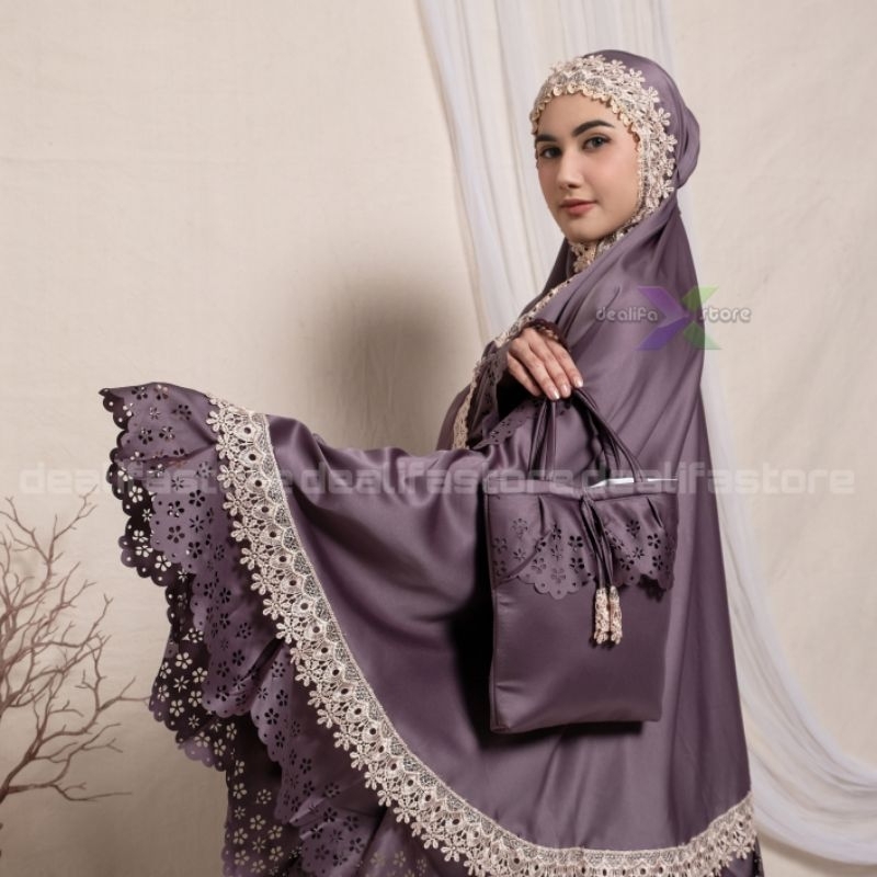 Mukena Dewasa Daily dealifa Rempel Renda Lasercut Mewah