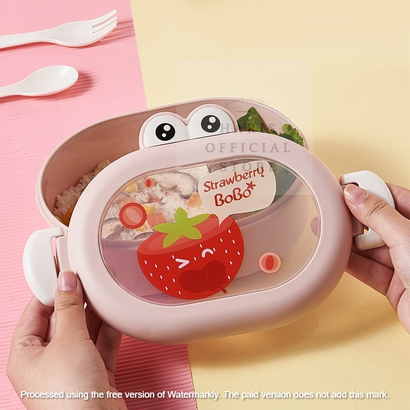 Lunch Box Kotak Makan Anak Kotak Bekal Sendok Garpu dan Sumpit 1000mili 6387 frogMENT