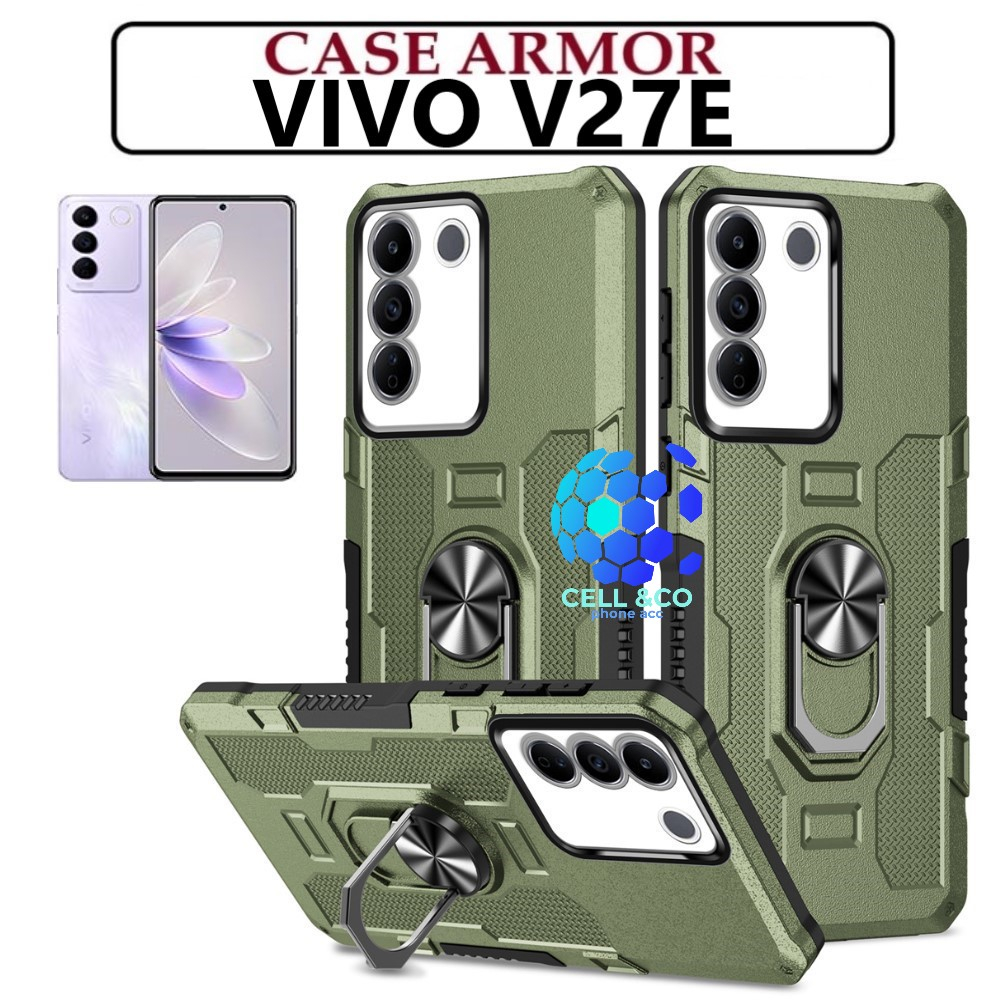 Case Armor VIVO V27E Iring Cincin Magnetic Kesing Hp Protect kamera Premium Hard Case Standing Robot Pelindung Kamera VIVO V27E