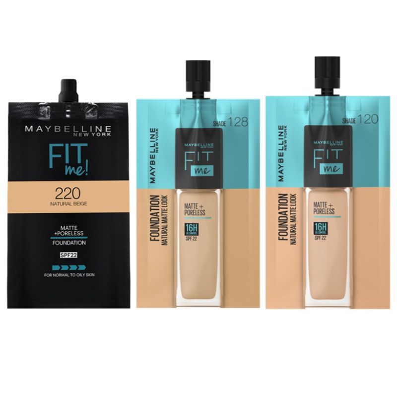 5ml - MAYBELLINE Fit Me Foundation Sachet Natural Beige 220 ivory 120 nude 128