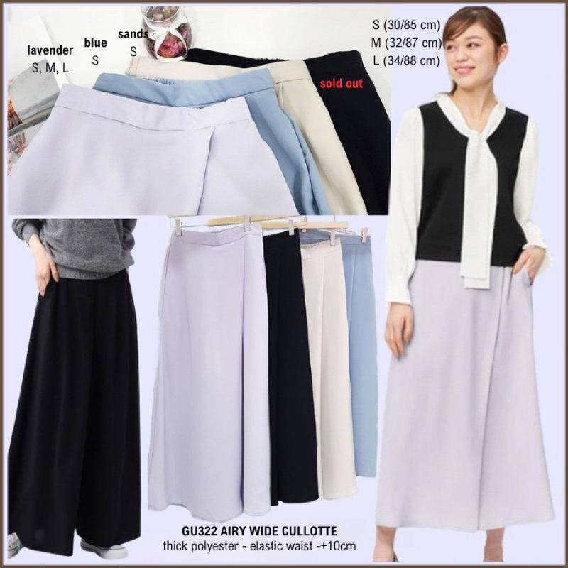 Celana Kulot Wanita Gu 322 Airy Wide Cullotte