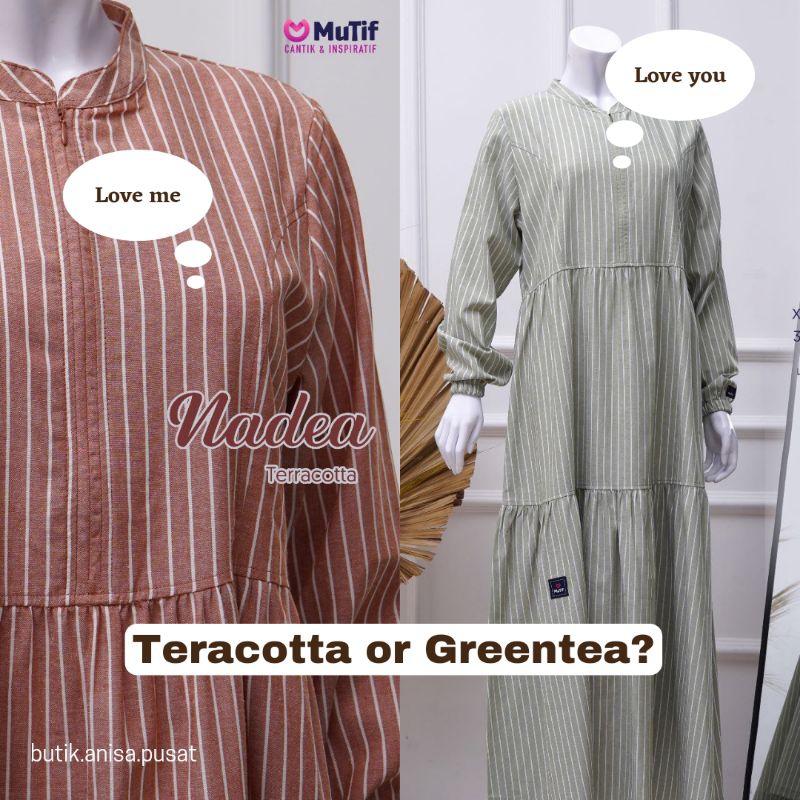 Gamis Mutif Nadea (Teracotta, Greentea) Gamis Premium Gamis Muslimah Gamis Casual