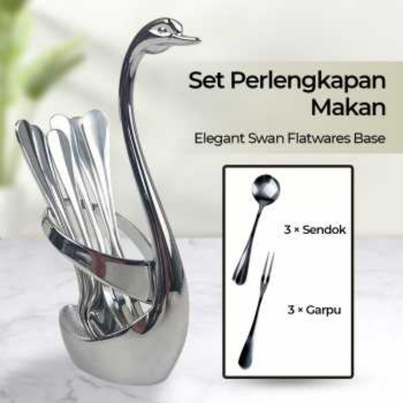 EWIN Sendok Garpu Elegant Swan Flatwares Base Stainless Steel