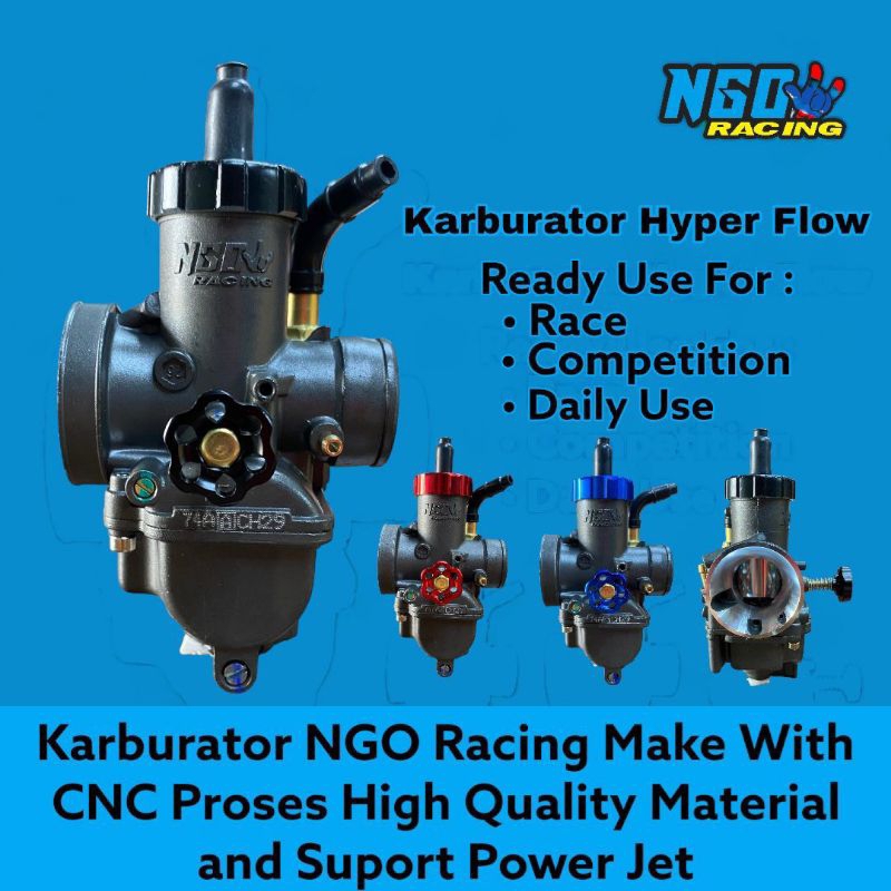 karburator PE 24 26 28 NGO racing carburetor hyper flow tutup skep cnc warna karbu settingan mudah