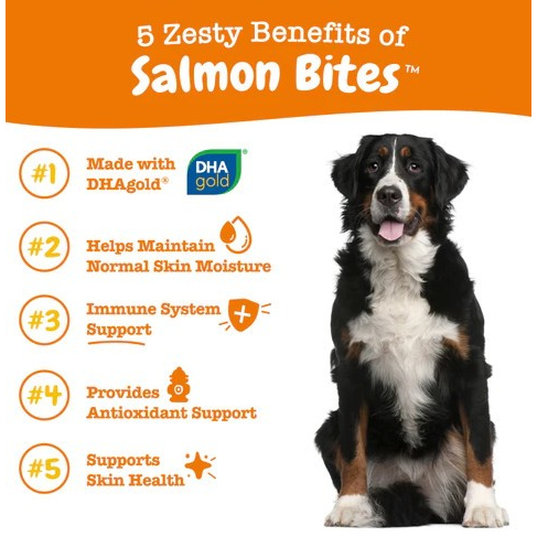 Zesty Paws Alaskan Salmon Bites Fish Oil Bites - Vitamin Omega Anjing