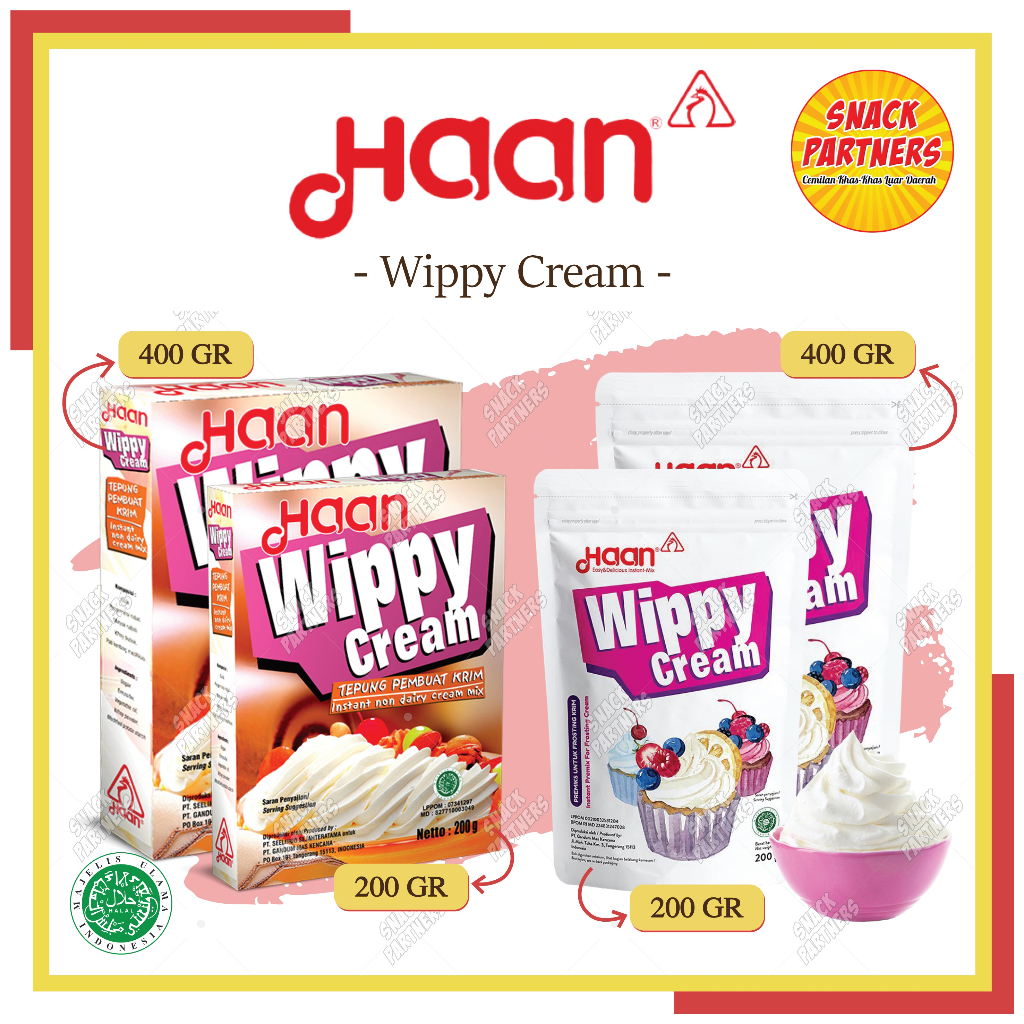 

HAAN WIPPY CREAM 200 / 400 GR Pouch Box - Frosting Krim / Bubuk Whipping Whip Cream 200gr 400gr