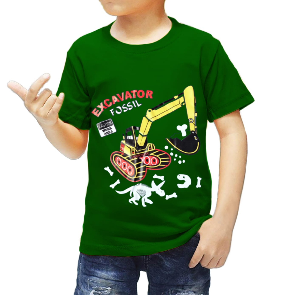 #EXCAVATOR/KAOS ANAK LAKI LAKI MOTIF EXCAVATOR// USIA 1-12 TAHUN