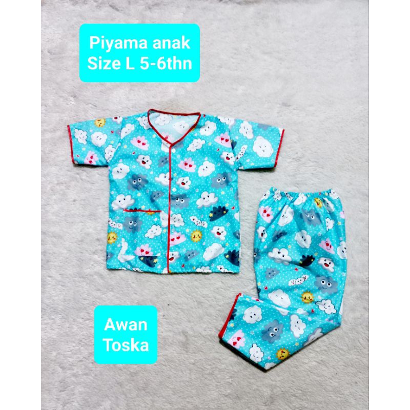 Piyama anak. cewek dan cowok. Sizee L 5-6thn.Bisa COD. motif karakter. baju anak