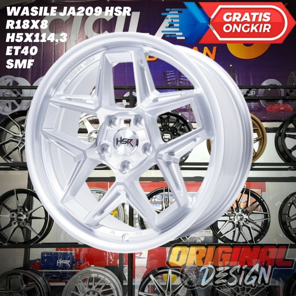 Velg Mobil Ring 18 R18 HSR WASILE Lobang Baut 5 ET40 Silver Polish