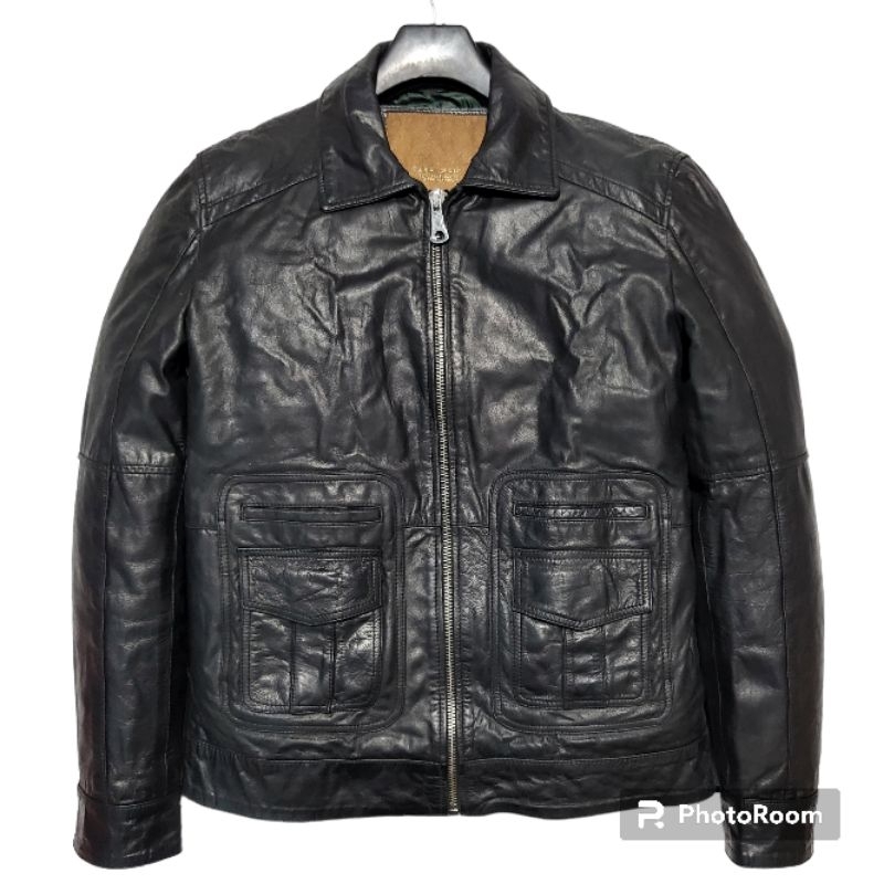 ZARA MAN JAKET KULIT BIKER PRIA LEATHER JACKET LIKE SCHOTT PERFECTO VANSON AVIREX RBC UTILITY BOMBER