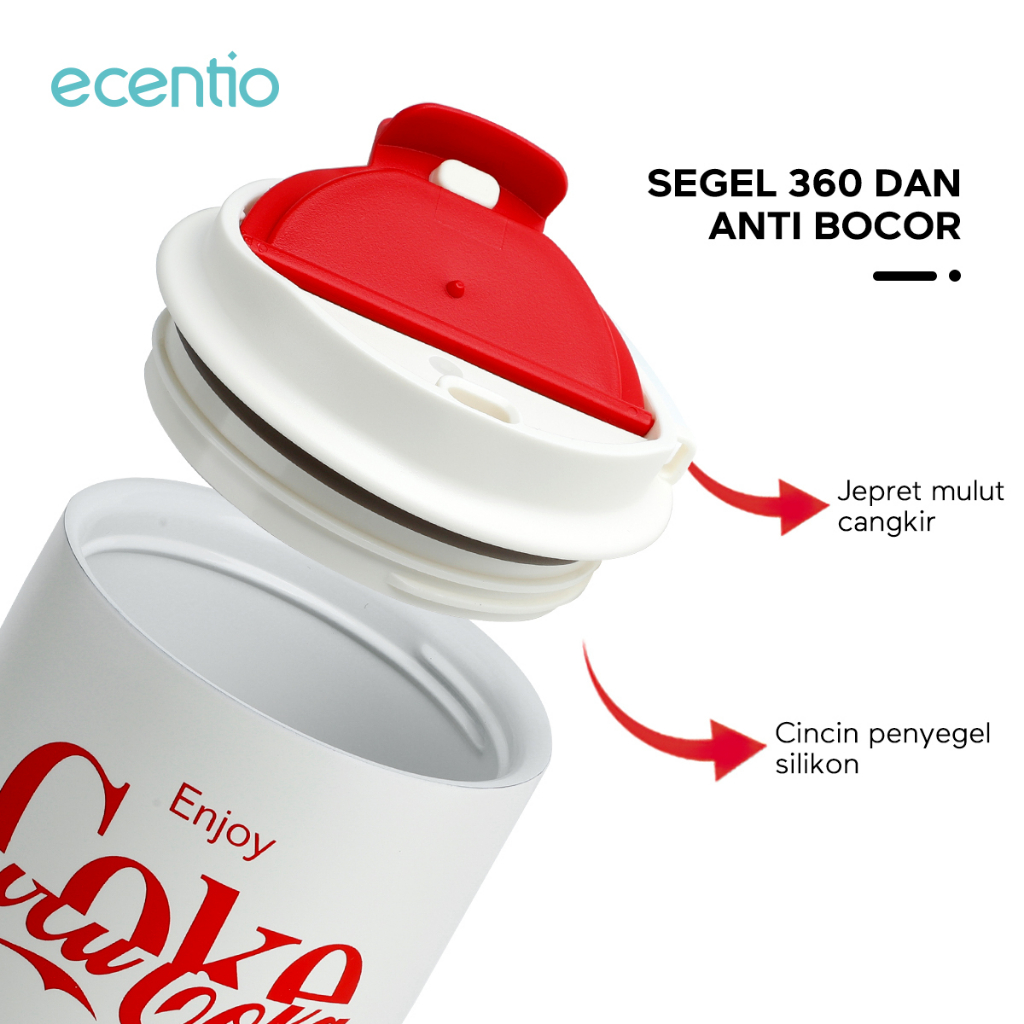 ecentio coca-cola Tumbler Botol Minum Termos 316 Stainless Steel 590ML Dingin Mug Travel Cangkir Kopi Mini