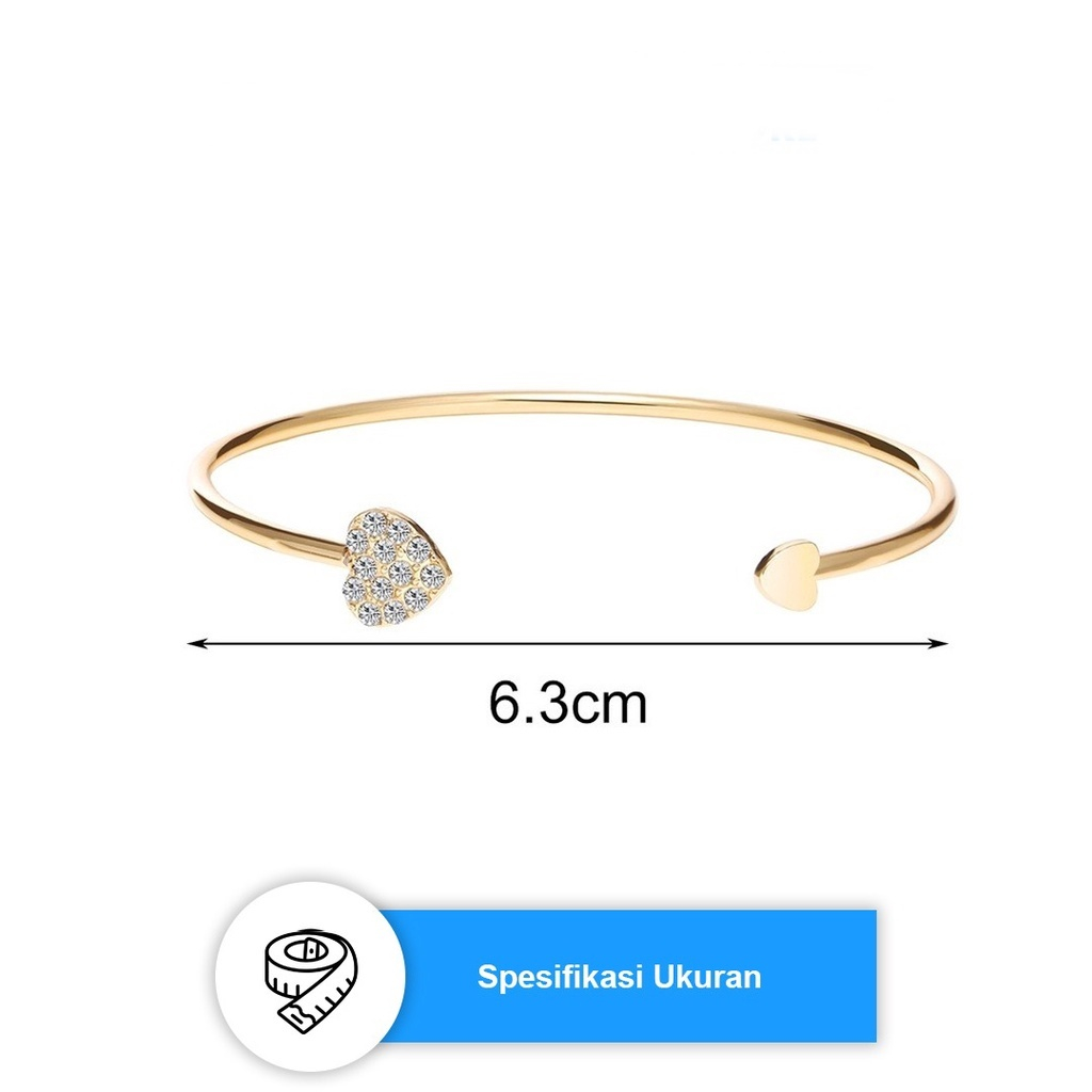 Gelang Tangan Motif Dua Hati Liontin Love Cantik Elegan Import