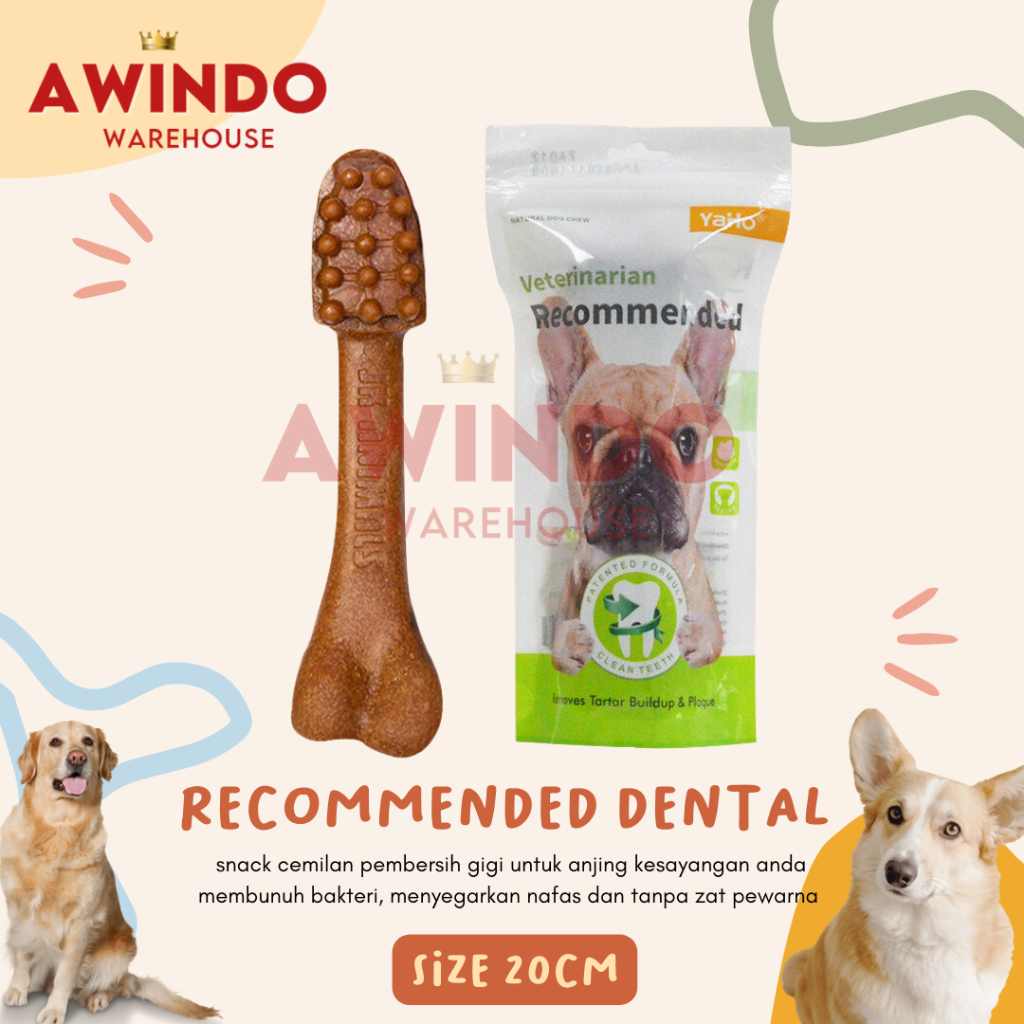 RECOMMENDED - Makanan Snack Dental Gigi Anjing Veterinarian Gigitan Tulang Pembersih Karang Gigi
