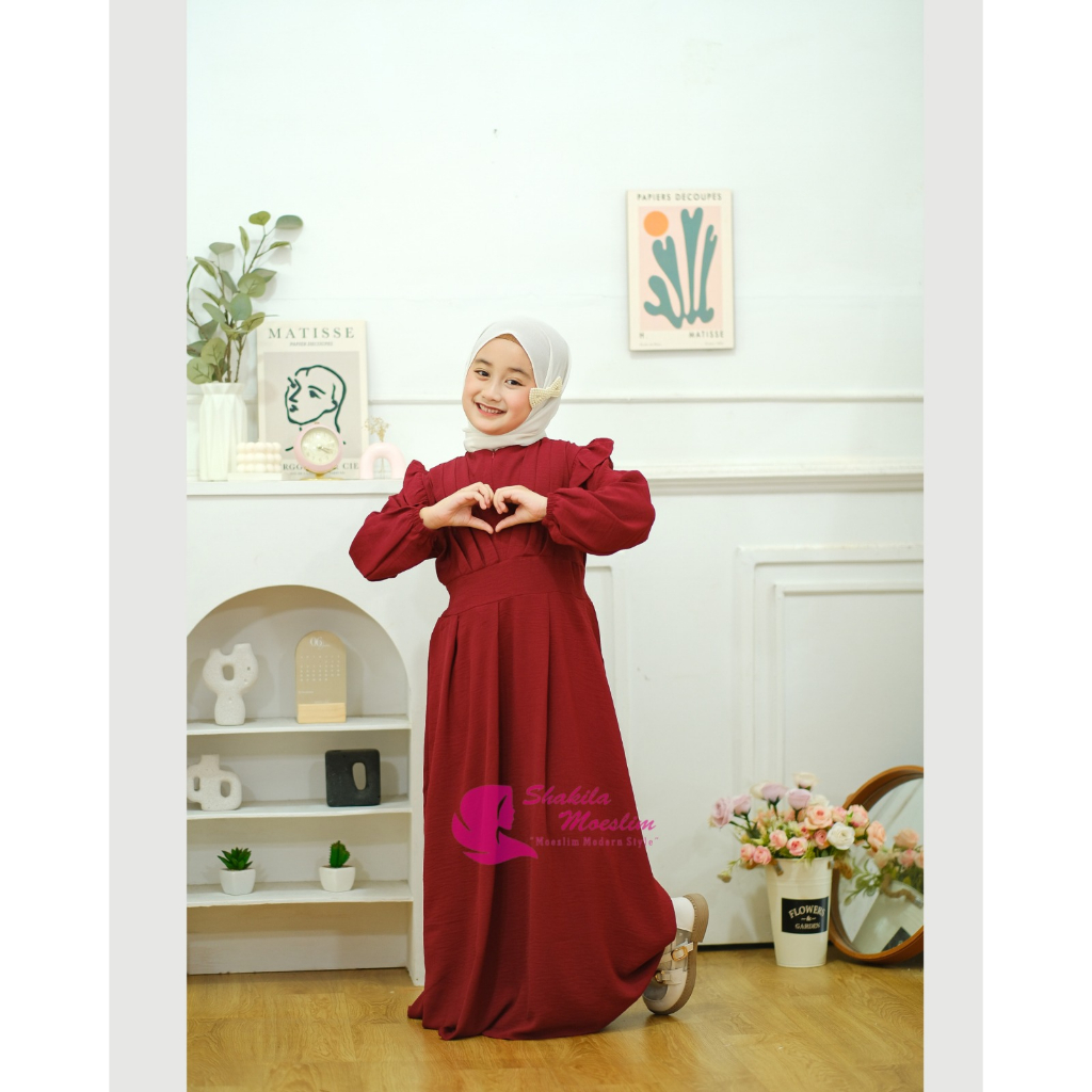 Gamis Anak Naomi Crinkle Airflow Mute Free logo Shakila 2 - 11 Tahun