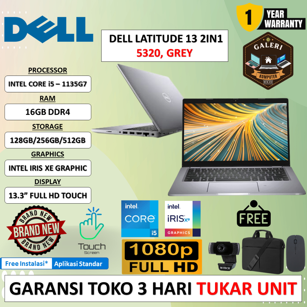 DELL LATITUDE 13 5320 2IN1 INTEL CORE i5 - 1135G7 16GB 1TB IRIS XE 13.3&quot; FHD TOUCH WINDOWS 11 PRO