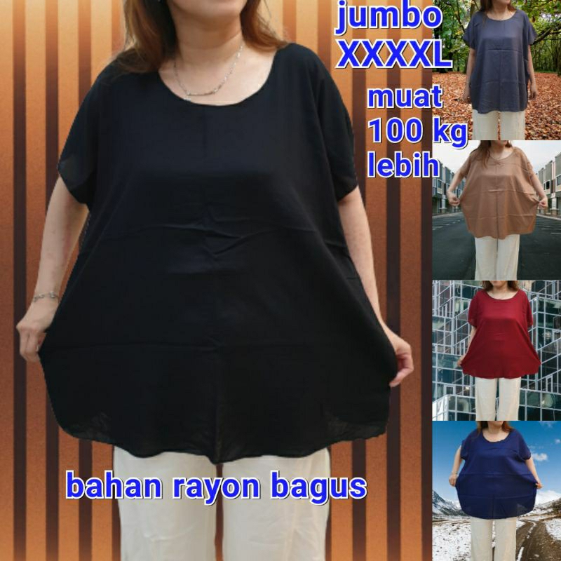 rayon polos blon kaos XXXXL jumbo muat lebih dari 100 kg