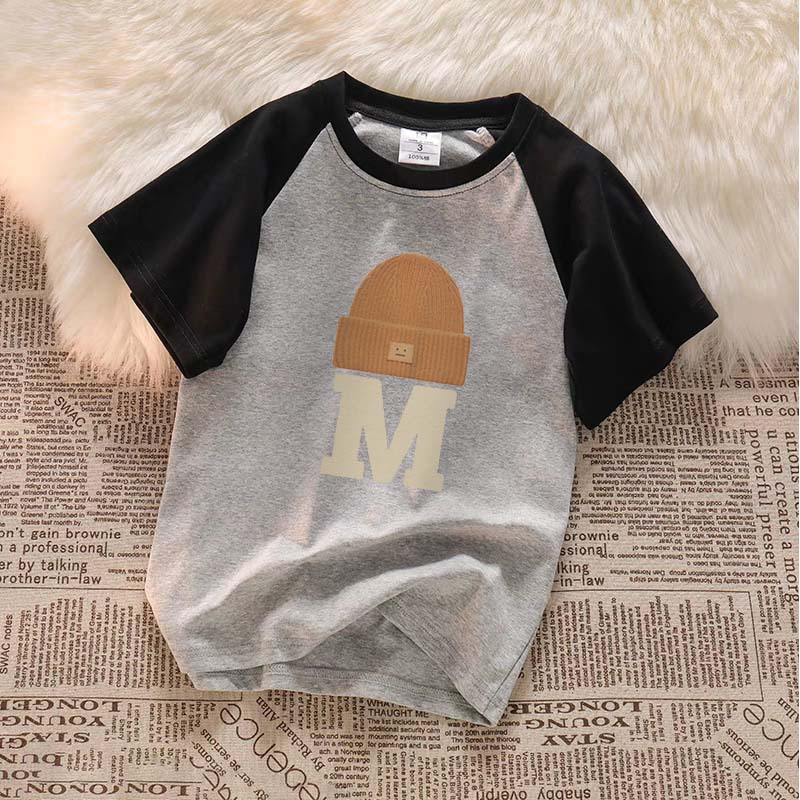 Raglan T Shirt Print Rajut Hat M Kaos Oversize Baju Korean Style Kaos Wanita Lengan Pendek