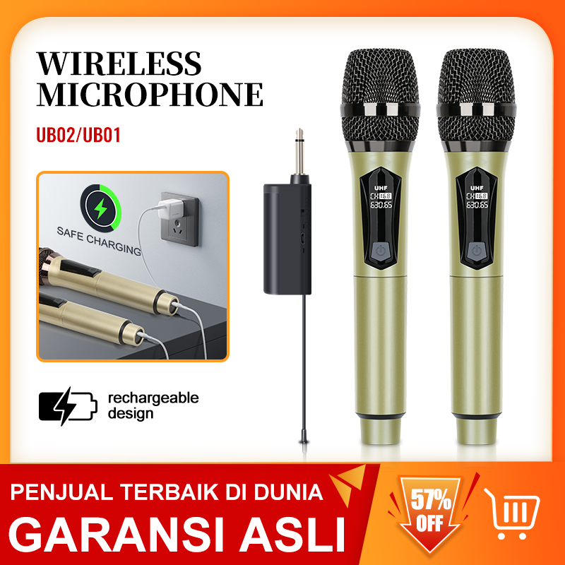 NEW BAXS [Asli Baru] UB01/UB02 Microphone wireless karaoke Profesional Genggam Profesional lsiUlang Antarmuka Tipe-c Antarmuka Mikrofon Dinamis Nirkabel 30-50mMenerima Jarak Penerimaan UHFPanggung Kinerja Rumah BernyanyiPembicara K Lagu 6.35MM COD