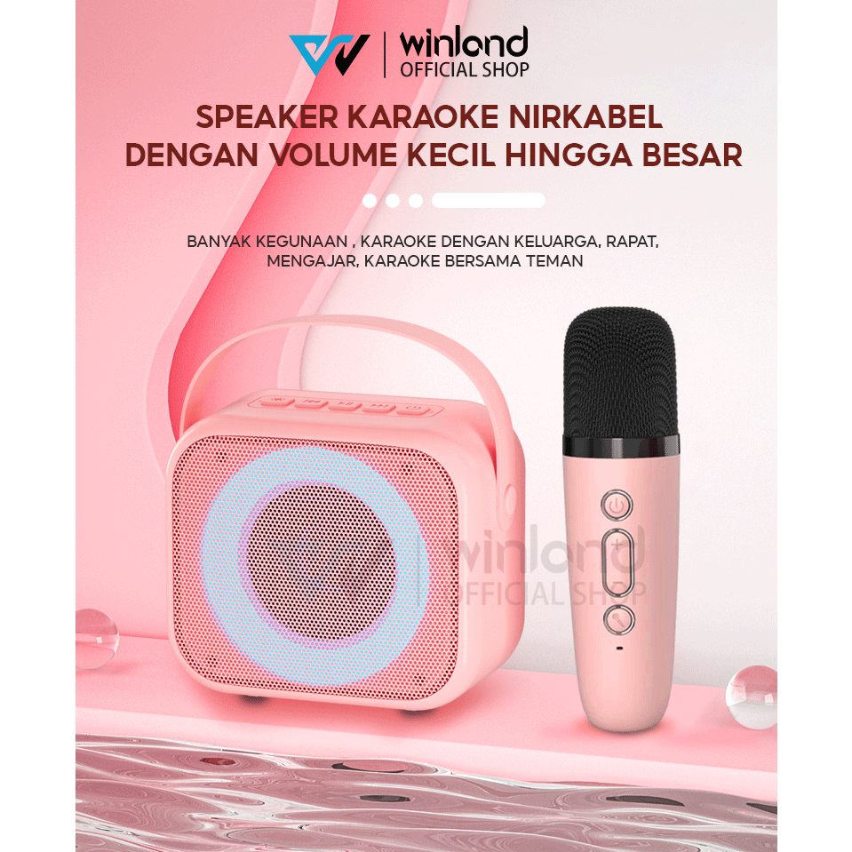 Winland 1 MIC speaker bluetooth karaoke 1SET  Wireless 2 Warna  (Dapat terhubung ke HP/TV,Komputer)-3