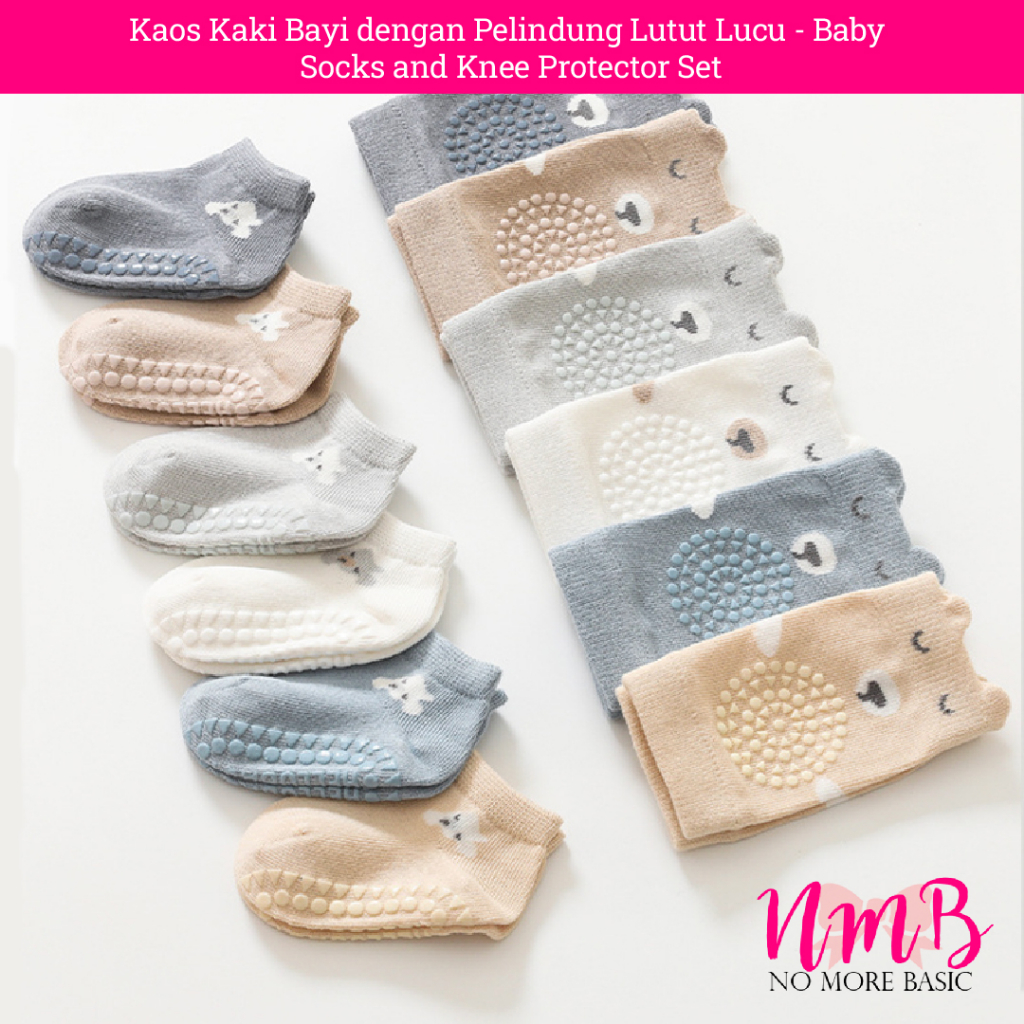 Kaos Kaki Bayi dengan Pelindung Lutut Lucu - Baby Socks and Knee Protector Set