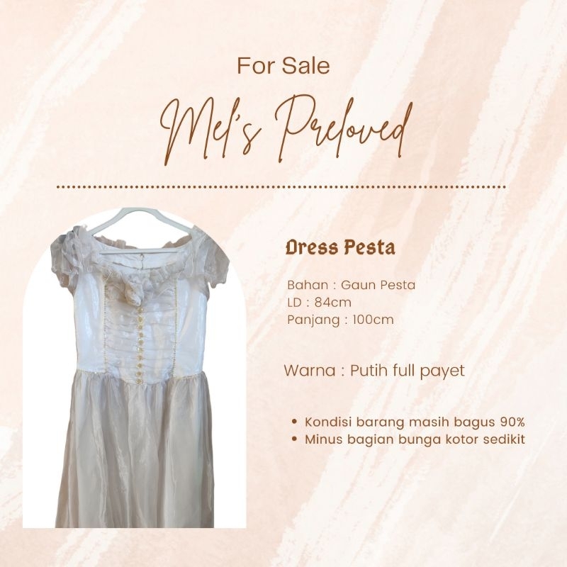 (PRELOVED) GAUN PESTA PUTIH GAUN PRELOVED SUPER GAUN PESTA PRELOVED