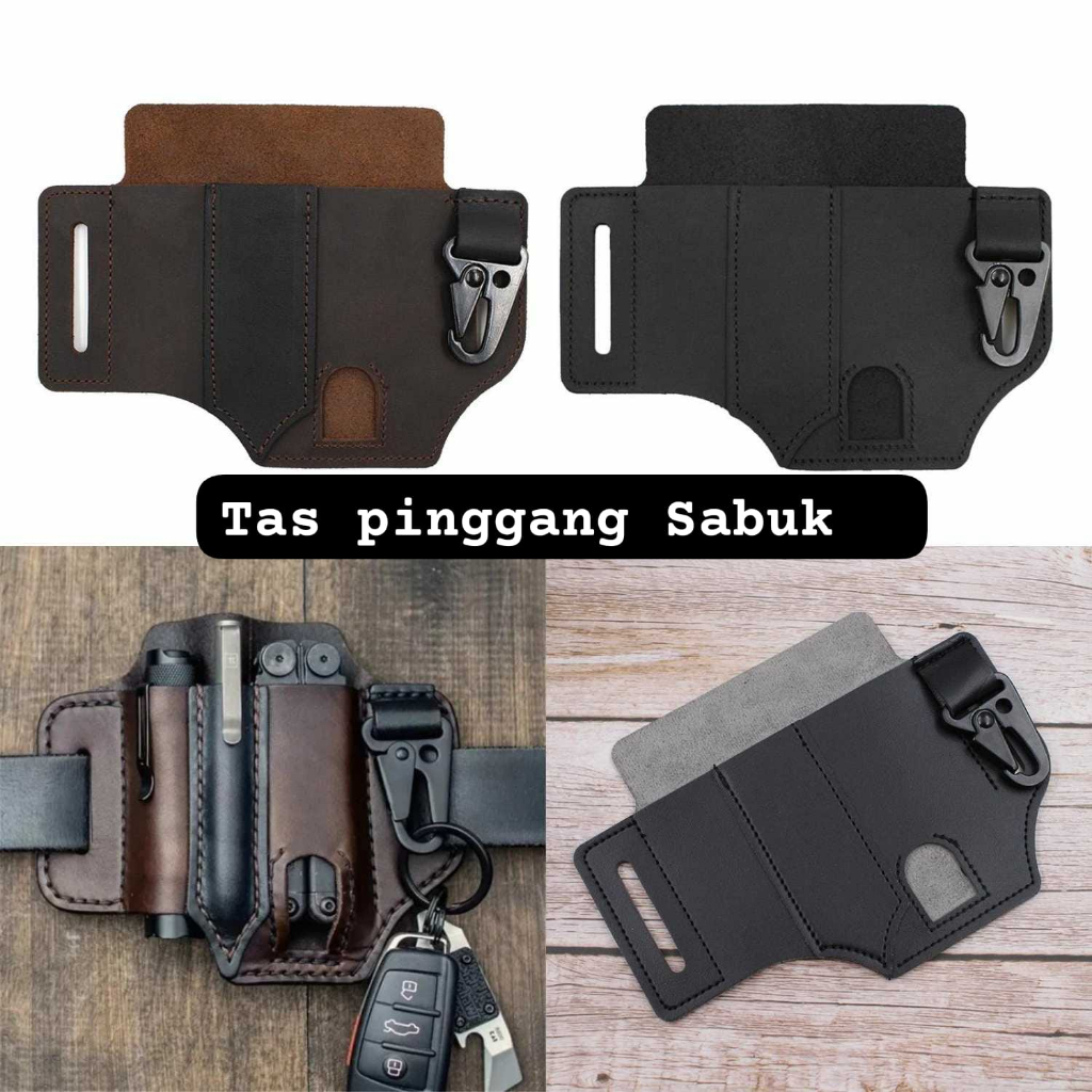 Tas Pinggang Sabuk Multifungsi Tas Pinggang Holster Leather Pouch Multitool EDC