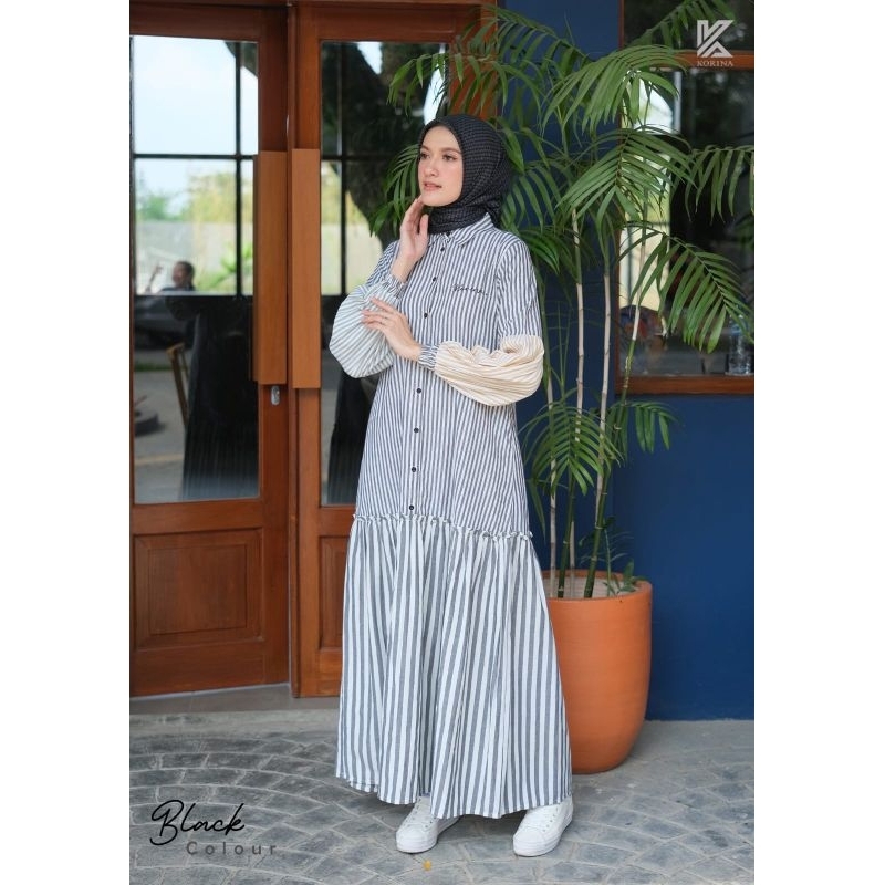 NEW‼️Ready Korina stripe dress | baju korina | korina terbaru | korina promo | gamis korina