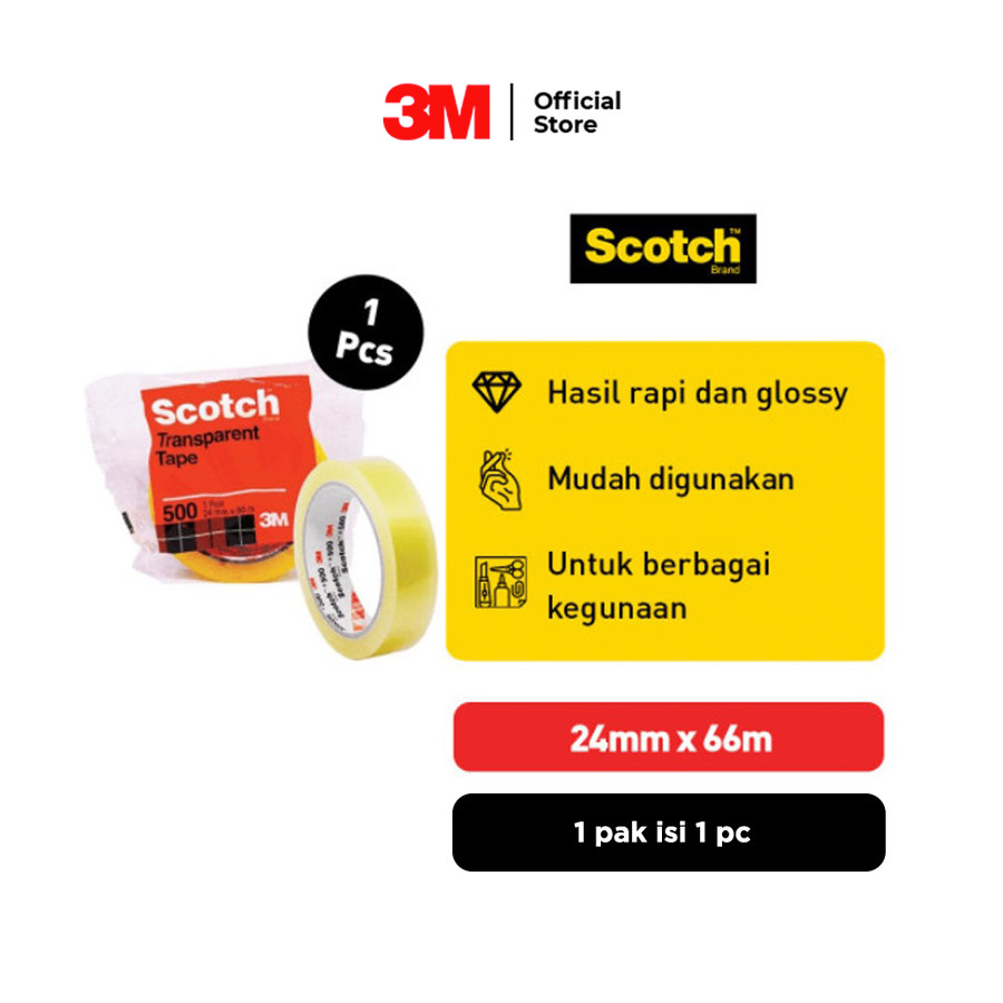 

Myhomey Scotch 3M Selotip Isolasi Lakban Bening Kecil 500L Transparan 24mmx66M