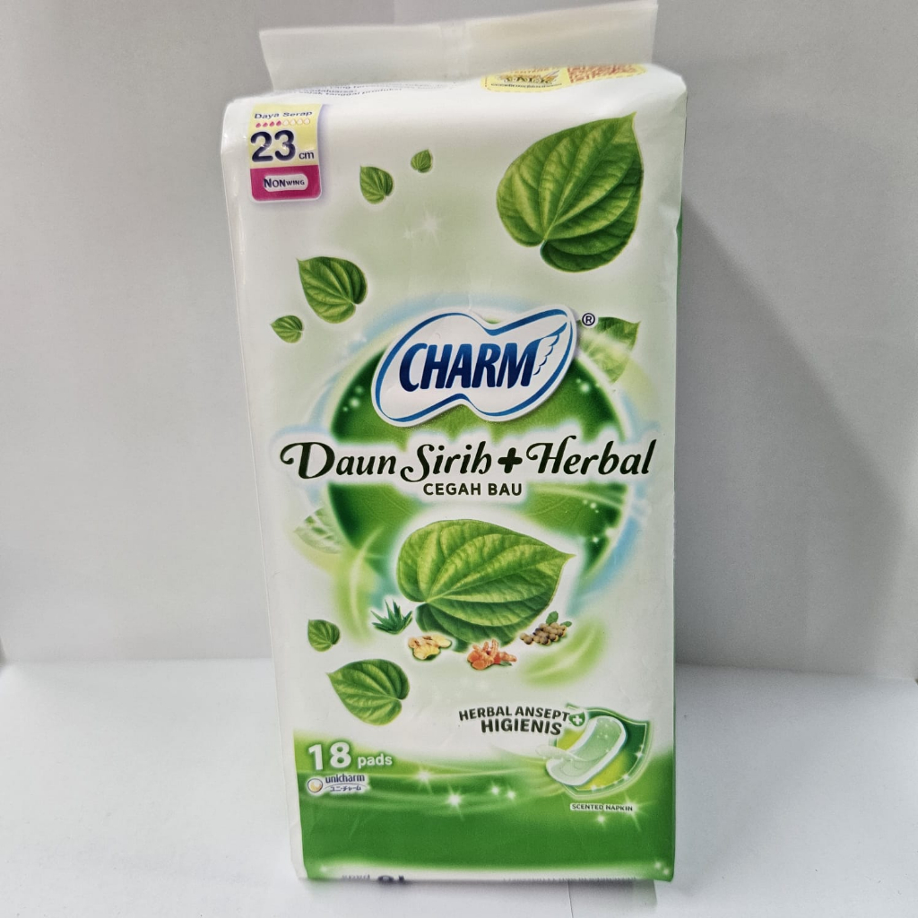 Charm Pembalut Wanita Daun Sirih + Herbal 23 cm Non Wing isi 18