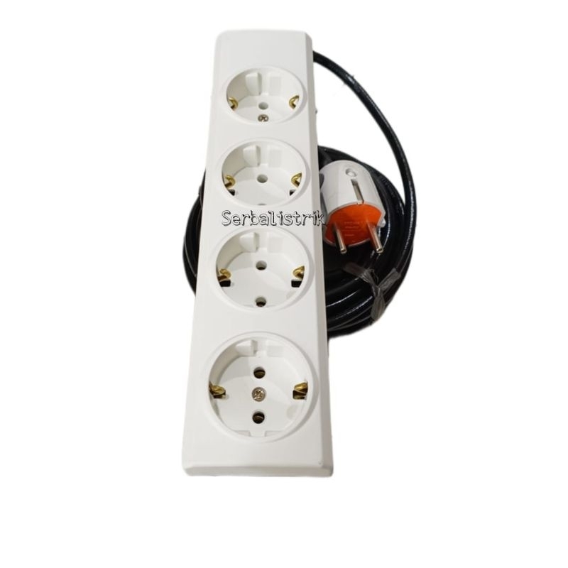 Stop kontak sambungan broco 1,2,3,4,5 lubang + kabel 1-10M + steker arde SNI