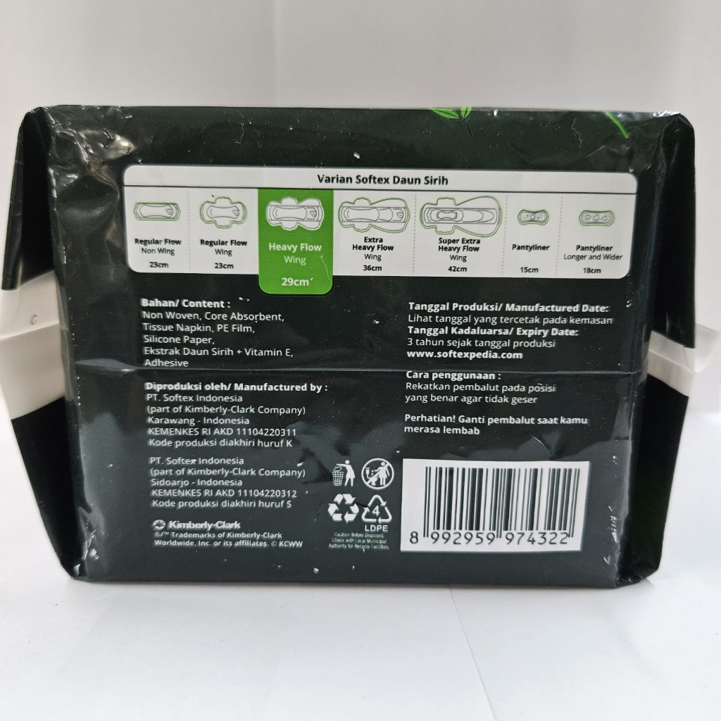 Softex Daun Sirih 29 cm Slim Wing isi 24