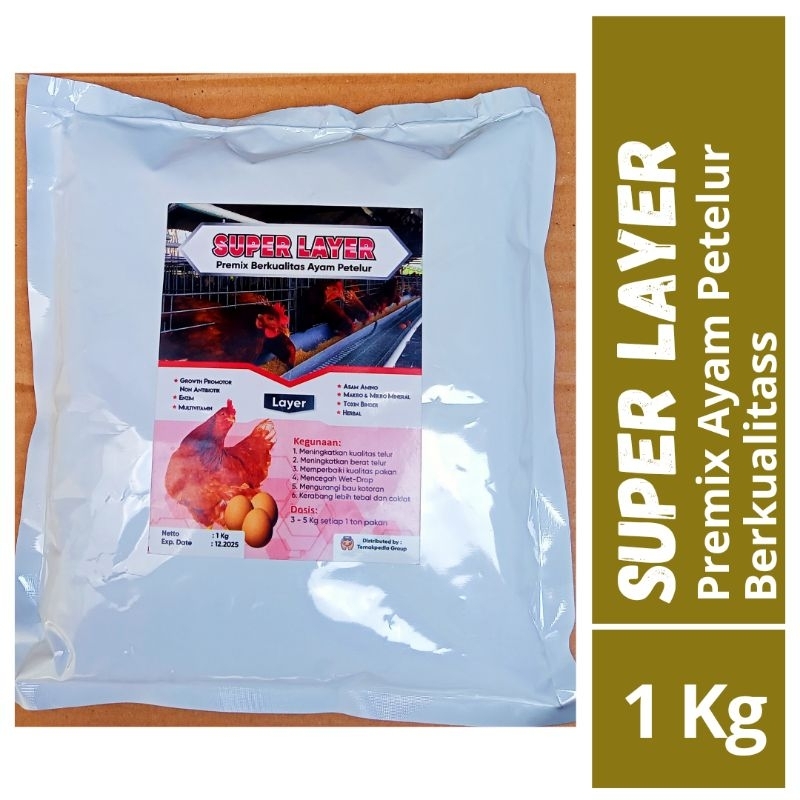 Super Layer 1 Kg - Premix Ayam Layer - Premix Ayam Petelur 1 kg - Suplemen Ayam Petelur