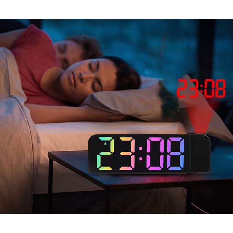 JD-8013 Jam Digital Proyektor Warna Rainbow Jam Meja LED Smart Alarm Design Simple dan Elegant Fitur Snooze Ada Suhu &amp; Kalender