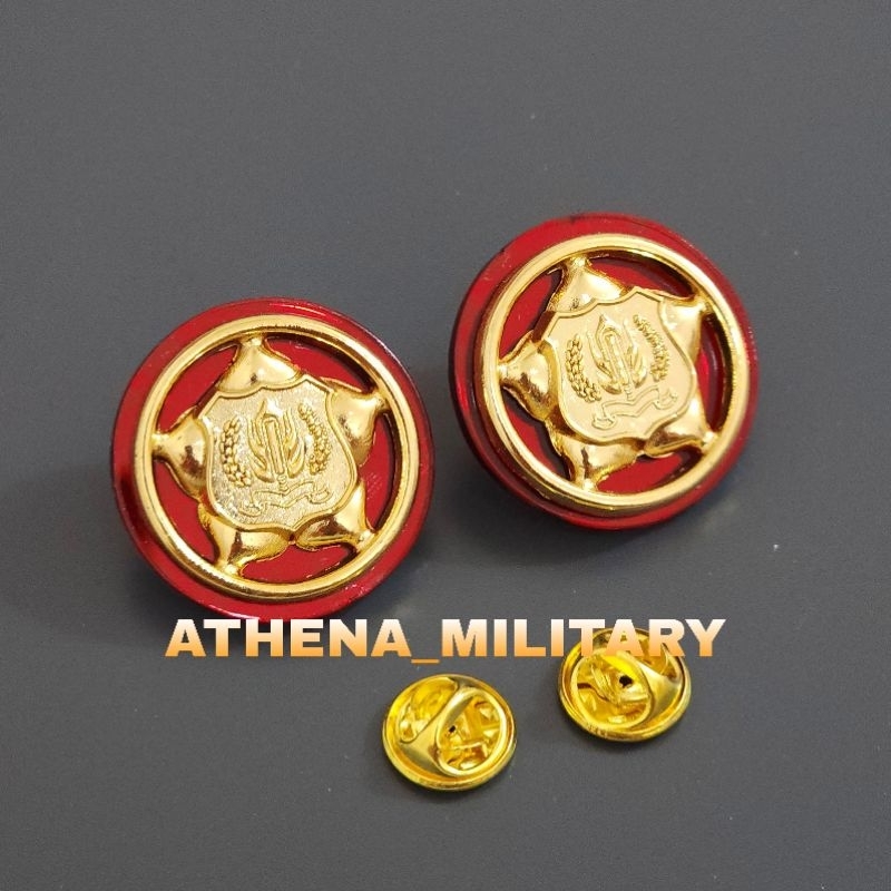 MONOGRAM SATPAM WARNA GOLD DASAR ACRYLIC - PIN KERAH SATPAM GOLD