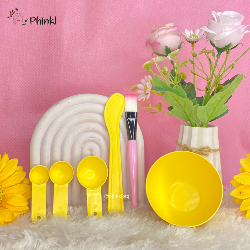 `ღ´ PHINKL `ღ´ Mangkok masker organik set (kuas spatula sendok takar mangkuk)