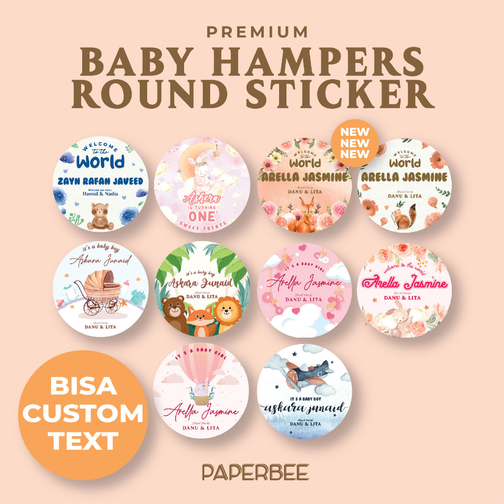 [GLOS - PART 2] STIKER / STICKER BULAT UNTUK HAMPERS ULANG TAHUN / KELAHIRAN ANAK / BAYI TUMPENG MINI