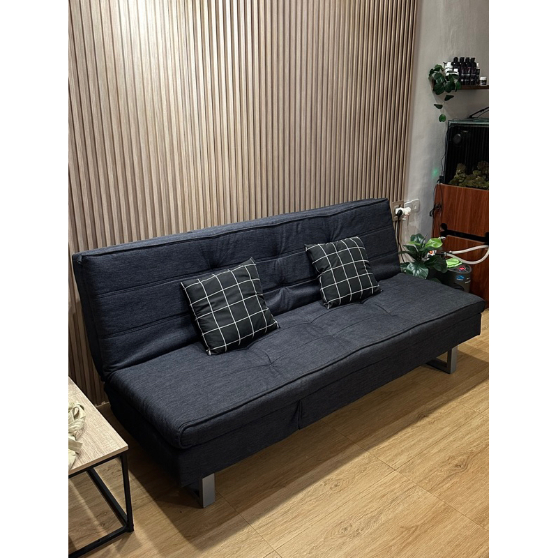Sofa Bed Informa Relax Izzy Hitam Abu Second Gratis Cover & Bantal