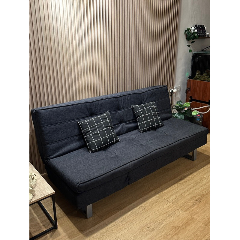 Sofa Bed Informa Relax Izzy Hitam Abu Second Gratis Cover &amp; Bantal