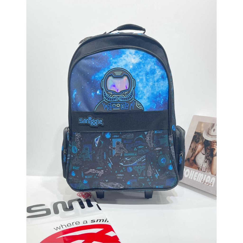 Tas Ransel Anak Smigg-le Bright Astronot Trolley Backpack With Light Up Wheels SGL - 88806#