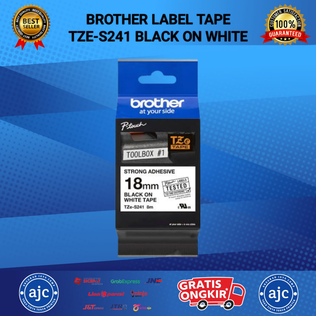 Brother Label Tape TZE-S241 18mm Black On White