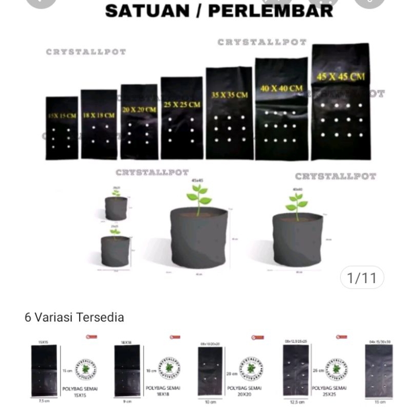plastik POLYBAG polibag semai tanaman ecer satuan KECIL SEDANG - POLYBAG PERLEMBAR