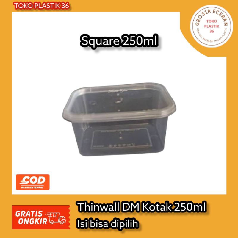 Thinwall DM Container 250ml Rectangle Kotak Square isi @5pcs @10pcs - TokoPlastik36