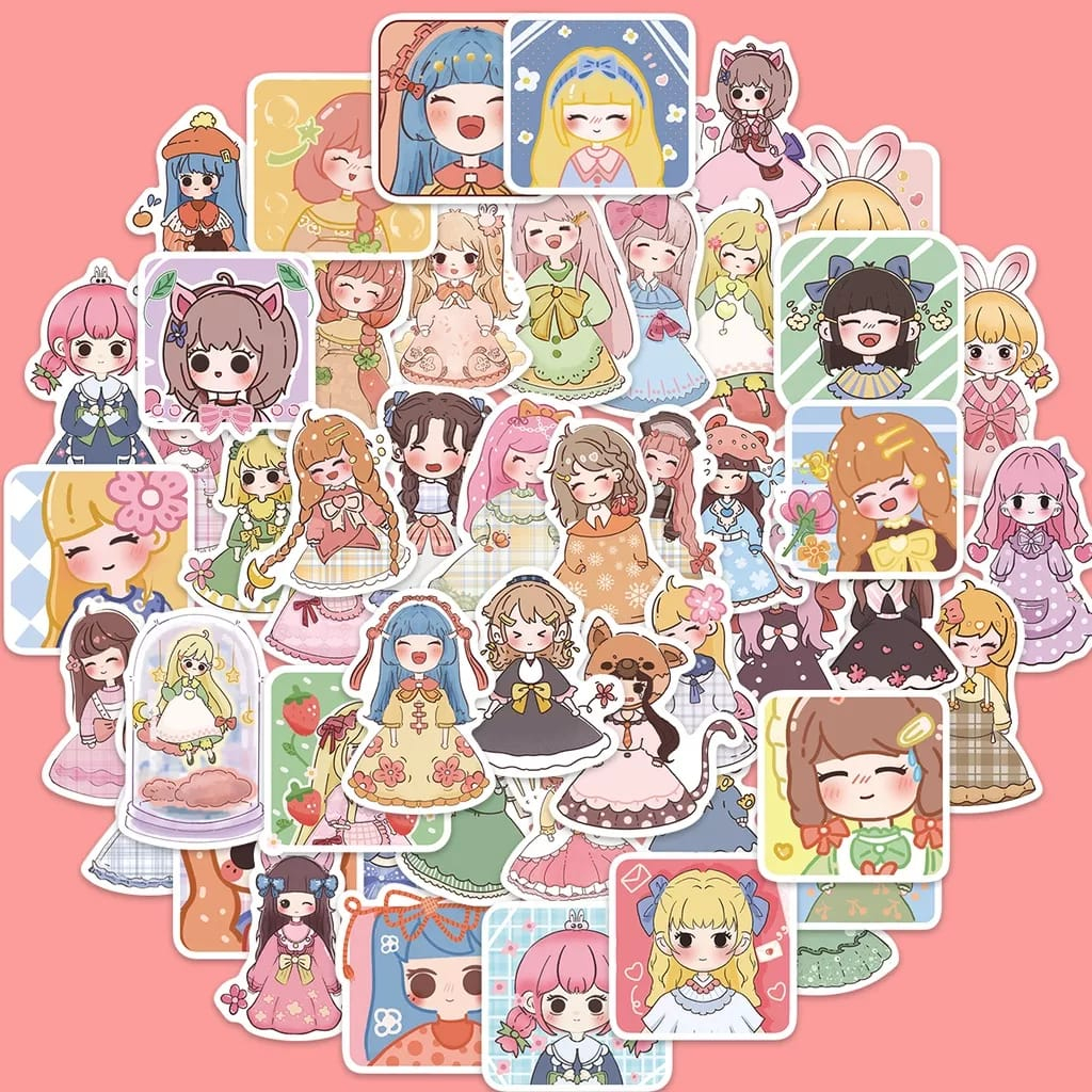 

[ , ] 3pcs Stiker Kartun Gadis Perempuan Lucu Kawaii untuk Laptop, Handphone