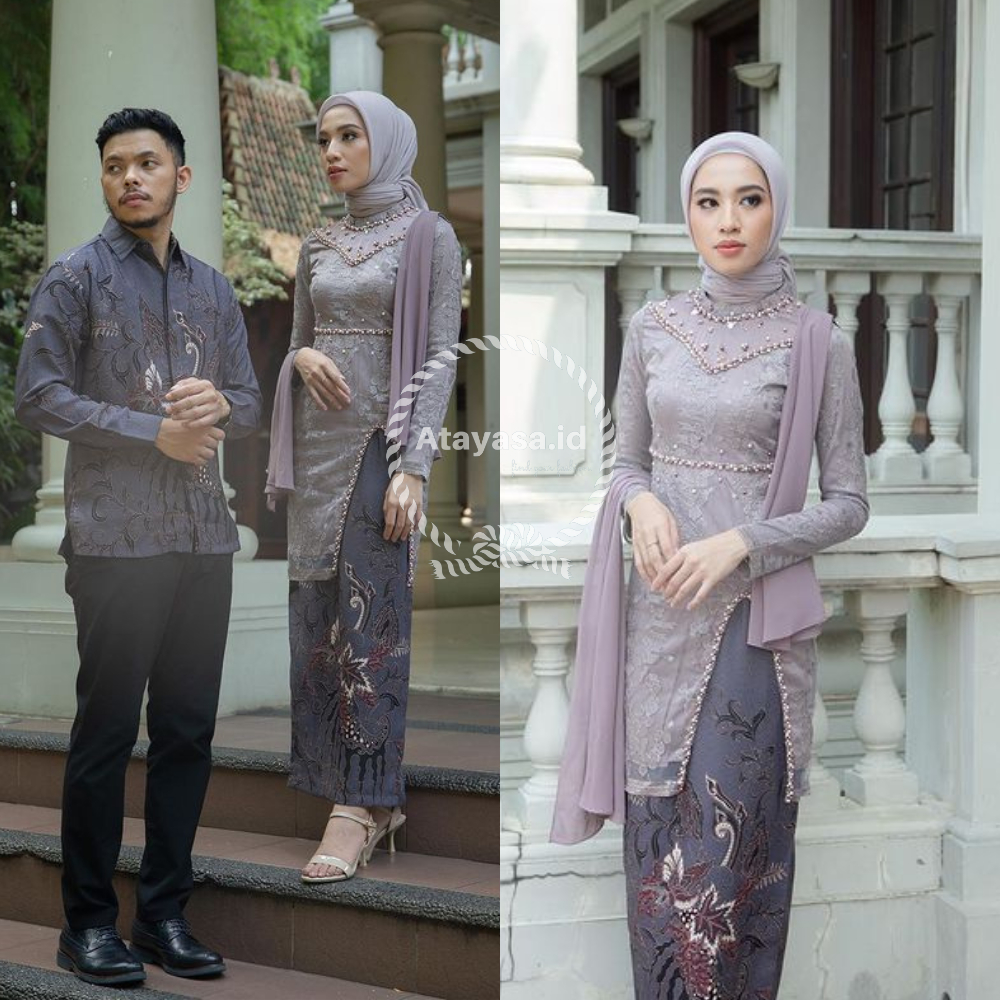 NEW COLLECTION - HANNA COUPLE PREMIUM KEBAYA TUNIK PLUS KEMEJA FREE SELENDANG CERUTY//SET PASANGAN SERASI KEBAYA MATERIAL FULL BROKAT KELILING FURING VELVET SATIN DETAIL BELAHAN MUTIARA DEPAN//KEMEJA PRIA COWOK PREMIUM MOTIF MODERN TERBARU READY JUMBO XXL