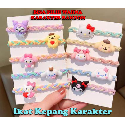 * NCC * Ikat Rambut Pita Scrunchie Ala Korea Aksesoris Rambut Imut Lucu Karakter Kuromi Melody Kepang